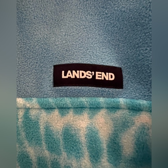 Lands' End Fleece blue tie-dye pullover jacket sz M 10-12 preppy gorpcore - Picture 5 of 9